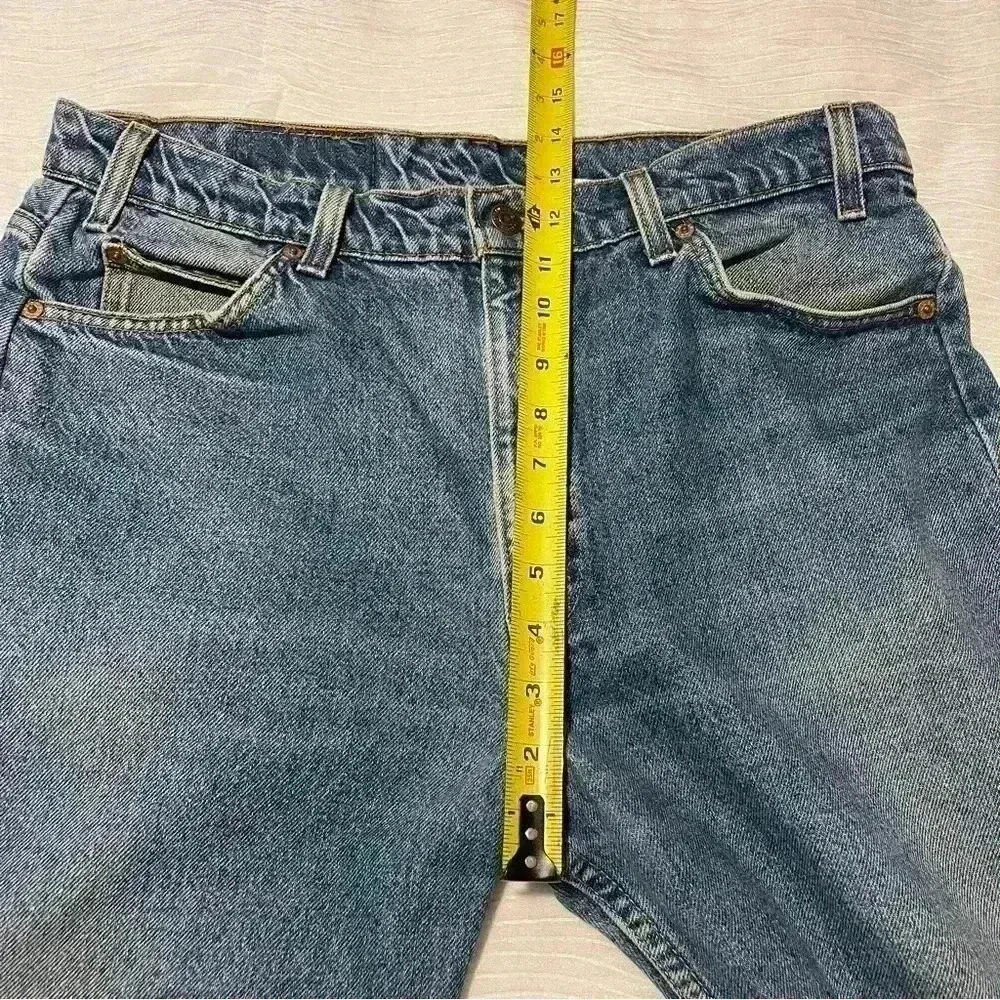 Vintage LEVI'S 505 blue Blank ORANGE TAB pure cotton made USA Jeans 36x30